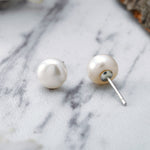 Load image into Gallery viewer, 925 Freshwater Pearl Studs Earrings, Silver Pearl Studs, Pearl Jewelry, June Birthstone, Pearl Bridesmaid Jewelry, Pearl Wedding Earrings
