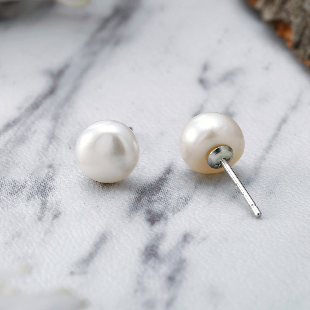 925 Freshwater Pearl Studs Earrings, Silver Pearl Studs, Pearl Jewelry, June Birthstone, Pearl Bridesmaid Jewelry, Pearl Wedding Earrings