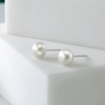 Load image into Gallery viewer, 925 Freshwater Pearl Studs Earrings, Silver Pearl Studs, Pearl Jewelry, June Birthstone, Pearl Bridesmaid Jewelry, Pearl Wedding Earrings

