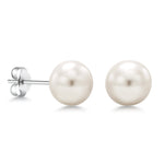 Load image into Gallery viewer, 925 Freshwater Pearl Studs Earrings, Silver Pearl Studs, Pearl Jewelry, June Birthstone, Pearl Bridesmaid Jewelry, Pearl Wedding Earrings
