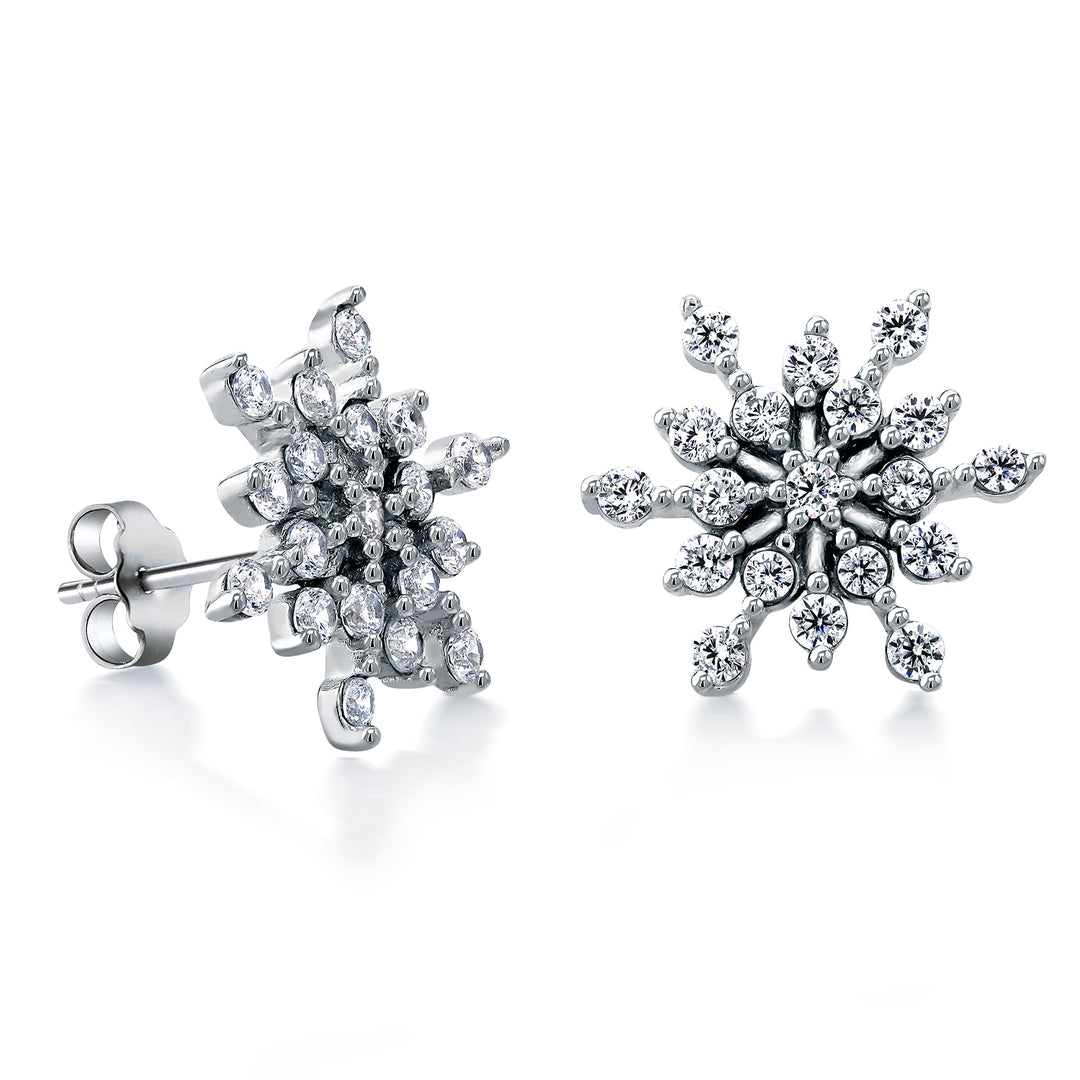 925 Sterling Silver Snowflake Pave stud, Snowflake Studs Earrings, Snowflake Jewelry, Winter Jewelry, CZ Snowflake Studs, Dainty Earrings