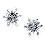 Load image into Gallery viewer, 925 Sterling Silver Snowflake Pave stud, Snowflake Studs Earrings, Snowflake Jewelry, Winter Jewelry, CZ Snowflake Studs, Dainty Earrings
