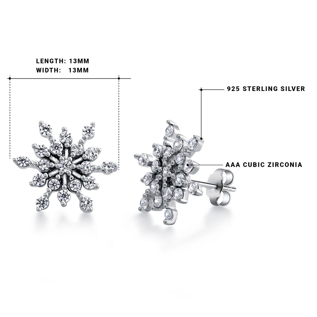 925 Sterling Silver Snowflake Pave stud, Snowflake Studs Earrings, Snowflake Jewelry, Winter Jewelry, CZ Snowflake Studs, Dainty Earrings