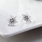 Load image into Gallery viewer, 925 Sterling Silver Snowflake Pave stud, Snowflake Studs Earrings, Snowflake Jewelry, Winter Jewelry, CZ Snowflake Studs, Dainty Earrings
