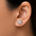 Load image into Gallery viewer, 925 Sterling Silver Snowflake Pave stud, Snowflake Studs Earrings, Snowflake Jewelry, Winter Jewelry, CZ Snowflake Studs, Dainty Earrings