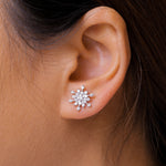 Load image into Gallery viewer, 925 Sterling Silver Snowflake Pave stud, Snowflake Studs Earrings, Snowflake Jewelry, Winter Jewelry, CZ Snowflake Studs, Dainty Earrings

