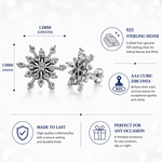 Load image into Gallery viewer, 925 Sterling Silver Snowflake Pave stud, Snowflake Studs Earrings, Snowflake Jewelry, Winter Jewelry, CZ Snowflake Studs, Dainty Earrings