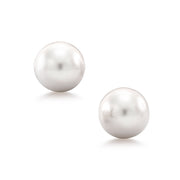 925 Sterling Silver round pearl stud earrings are shiny and gorgeous, White Round Pearl Studs, Imitation Double Pearl Stud Earrings, Gift Pearl Jewelry