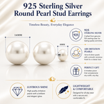 Load image into Gallery viewer, 925 Sterling Silver round pearl stud earrings are shiny and gorgeous, White Round Pearl Studs, Imitation Double Pearl Stud Earrings, Gift Pearl Jewelry