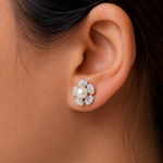 Load image into Gallery viewer, 925 Sterling Silver Pearl Studs Earrings, Flower Studs, Cz And Pearl Studs, Silver Flower Studs, Pave Studs Earrings, Cz Flower Studs