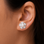 Load image into Gallery viewer, 925 Sterling Silver Pearl Studs Earrings, Flower Studs, Cz And Pearl Studs, Silver Flower Studs, Pave Studs Earrings, Cz Flower Studs