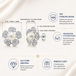 Load image into Gallery viewer, 925 Sterling Silver Pearl Studs Earrings, Flower Studs, Cz And Pearl Studs, Silver Flower Studs, Pave Studs Earrings, Cz Flower Studs