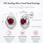 Load image into Gallery viewer, 925 Sterling Silver Round CZ Red Swirl Design Studs Earring, Red CZ Studs, Red Zirconia Studs, Garnet Jewelry, January Birthstone Jewelry