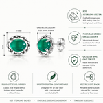 Load image into Gallery viewer, 925 Sterling Silver Simulated Green Chalcedony Stud Earrings, Oval Created Chalcedony Studs, Oval Shaped Studs, Green Stone Studs For Gift, Green stone Studs, Gift Jewelry