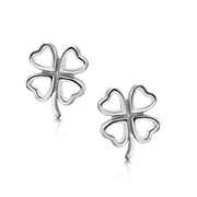 925 Sterling Silver Lucky Leaf Studs Earrings, Clover Stud, Lucky Leaf Jewelry, Clover Post Stud Earrings, Plant Jewelry, Four Leaf Studs