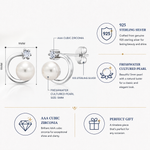 Load image into Gallery viewer, 925 Sterling Silver Pearl Studs Earrings, Cz Studs Earrings, Silver Studs Earrings, C Shape Pearl Stud Earrings, Pearl And Cz Stud Earrings