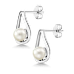 Load image into Gallery viewer, 925 sterling silver Pearl Stud Earrings, Silver Pearl Studs, Pearl Jewelry, June Birthstone, Pearl Bridesmaid Jewelry, Pearl Wedding Earrings, White Pearl Studs Earrings
