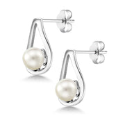 925 sterling silver Pearl Stud Earrings, Silver Pearl Studs, Pearl Jewelry, June Birthstone, Pearl Bridesmaid Jewelry, Pearl Wedding Earrings, White Pearl Studs Earrings