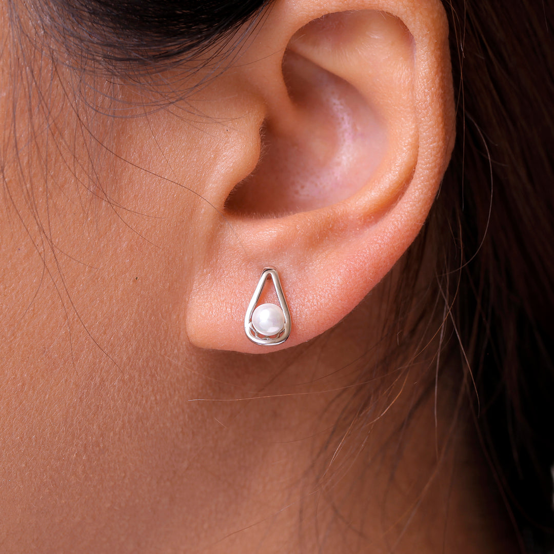 925 sterling silver Pearl Stud Earrings, Silver Pearl Studs, Pearl Jewelry, June Birthstone, Pearl Bridesmaid Jewelry, Pearl Wedding Earrings, White Pearl Studs Earrings