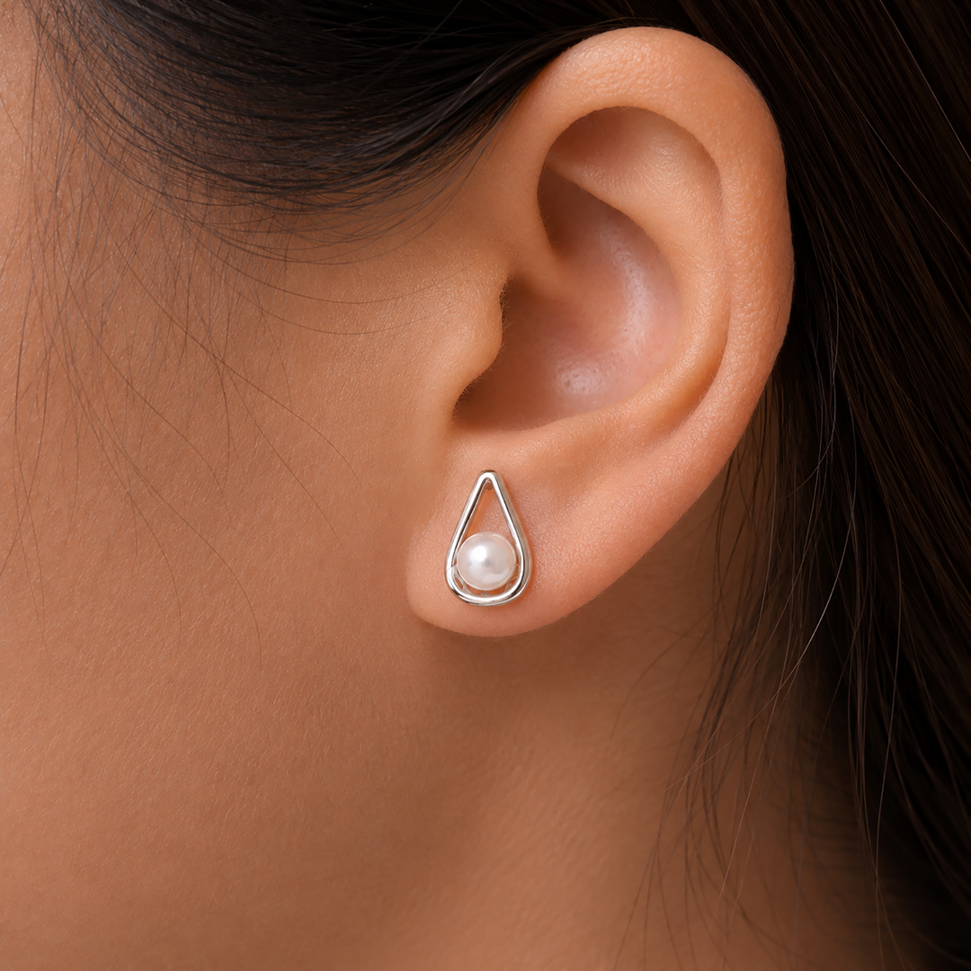 925 sterling silver Pearl Stud Earrings, Silver Pearl Studs, Pearl Jewelry, June Birthstone, Pearl Bridesmaid Jewelry, Pearl Wedding Earrings, White Pearl Studs Earrings