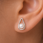 Load image into Gallery viewer, 925 sterling silver Pearl Stud Earrings, Silver Pearl Studs, Pearl Jewelry, June Birthstone, Pearl Bridesmaid Jewelry, Pearl Wedding Earrings, White Pearl Studs Earrings
