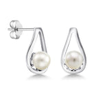 Load image into Gallery viewer, 925 sterling silver Pearl Stud Earrings, Silver Pearl Studs, Pearl Jewelry, June Birthstone, Pearl Bridesmaid Jewelry, Pearl Wedding Earrings, White Pearl Studs Earrings
