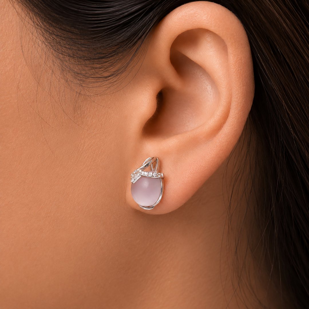 925 Sterling Silver Rose Quartz Stud, Rose Quartz Earrings, Pink Reiki jewelry, January Birthstone, 10mm Rose Quartz studs, Pink Rose Studs