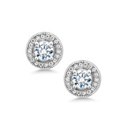 925 Sterling Silver Halo Studs, CZ Stud Earrings, CZ Studs for Girlfriend, Solitaire Stud Earrings, Sparkly Stud Earrings, Silver Halo Studs