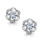 925 Sterling Silver CZ Stud Earrings, CZ Flower Stud Earrings, CZ Studs for Women, Sparkly Flower Shaped Stud Earrings, Perfect For Any Occasion