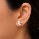 Load image into Gallery viewer, 925 Sterling Silver CZ Stud Earrings, CZ Flower Stud Earrings, CZ Studs for Women, Sparkly Flower Shaped Stud Earrings, Perfect For Any Occasion