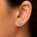 Load image into Gallery viewer, 925 Sterling Silver Round Cubic Zirconia Stud Earrings, Round CZ Heart Stud Earrings, Hypoallergenic Heart Studs, Perfect For Any Occasion