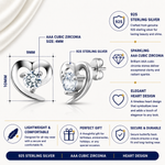 Load image into Gallery viewer, 925 Sterling Silver Round Cubic Zirconia Stud Earrings, Round CZ Heart Stud Earrings, Hypoallergenic Heart Studs, Perfect For Any Occasion