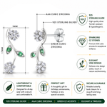Load image into Gallery viewer, 925 Sterling Silver Cz Flower Earring, Flower Design Earrings, White and Green Cz Flower Earrings, CZ Flower Earrings, Hypoallergenic Stud Earrings
