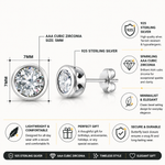Load image into Gallery viewer, 925 Sterling Silver Cubic Zirconia Bezel-Set Earrings, CZ Silver Bezel Studs Earrings,&nbsp; Bezel Earrings For Gift, Hypoallergenic Bezel Studs, Classic Bezel Stud Earrings