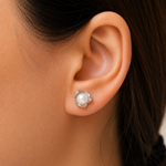 Load image into Gallery viewer, 925 Sterling Silver Pearl Bud Studs, Flower Bud Earrings, White Pearl Flower Bud Studs, Round Pearl Stud, Hypoallergenic Stud Earrings, Classic Stud Earrings