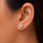 Load image into Gallery viewer, 925 Sterling Silver Pearl Bud Studs, Flower Bud Earrings, White Pearl Flower Bud Studs, Round Pearl Stud, Hypoallergenic Stud Earrings, Classic Stud Earrings