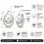 Load image into Gallery viewer, 925 Sterling Silver Swirl Pearl And Cz Studs, Silver Swirl Pearl Stud Earrings, Pearl Jewelry, Hypoallergenic Pearl Stud Earrings, Classic Studs