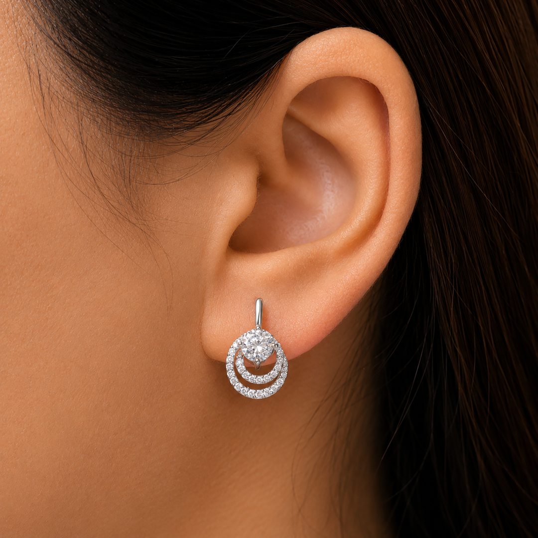 925 Sterling Silver Earrings, CZ Studs for Women, Solitaire Swirl Stud Earrings, Sparkly Hypoallergenic Stud Earrings
