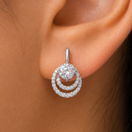 Load image into Gallery viewer, 925 Sterling Silver Earrings, CZ Studs for Women, Solitaire Swirl Stud Earrings, Sparkly Hypoallergenic Stud Earrings