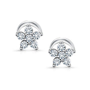 925 Sterling Silver Half Moon & Star Stud Earrings, CZ Studs, Silver Hypoallergenic Jewelry, Half Circle Moon and Star Studs, Silver CZ Studs