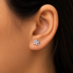 Load image into Gallery viewer, 925 Sterling Silver Half Moon &amp; Star Stud Earrings, CZ Studs, Silver Hypoallergenic Jewelry, Half Circle Moon and Star Studs, Silver CZ Studs