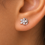 Load image into Gallery viewer, 925 Sterling Silver Half Moon &amp; Star Stud Earrings, CZ Studs, Silver Hypoallergenic Jewelry, Half Circle Moon and Star Studs, Silver CZ Studs