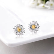 925 Sterling Silver Sunflower Studs Earring, Sunflower CZ Studs, Daisy Flower Studs, Silver Daisy Flower Charm Stud Earrings, Hypoallergenic Daisy Jewelry, Classic Flower Studs