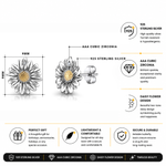 Load image into Gallery viewer, 925 Sterling Silver Sunflower Studs Earring, Sunflower CZ Studs, Daisy Flower Studs, Silver Daisy Flower Charm Stud Earrings, Hypoallergenic Daisy Jewelry, Classic Flower Studs