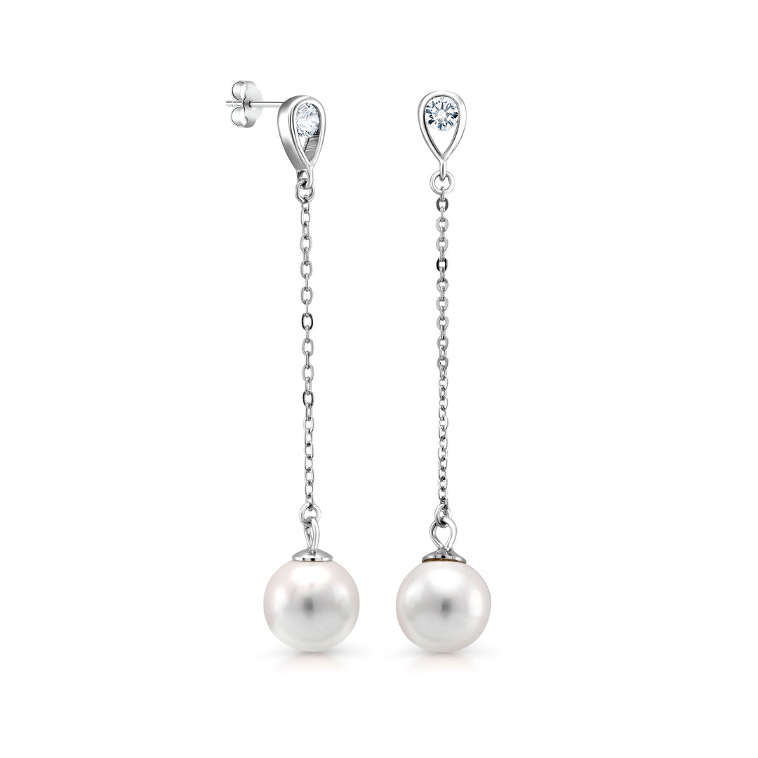 925 Sterling Silver Pearl Earrings, Pearl Dangle Earring, Pearl Drop Earrings, Linear Drop Earrings, small dangle earrings, Hypoallergenic Dangle Earrings