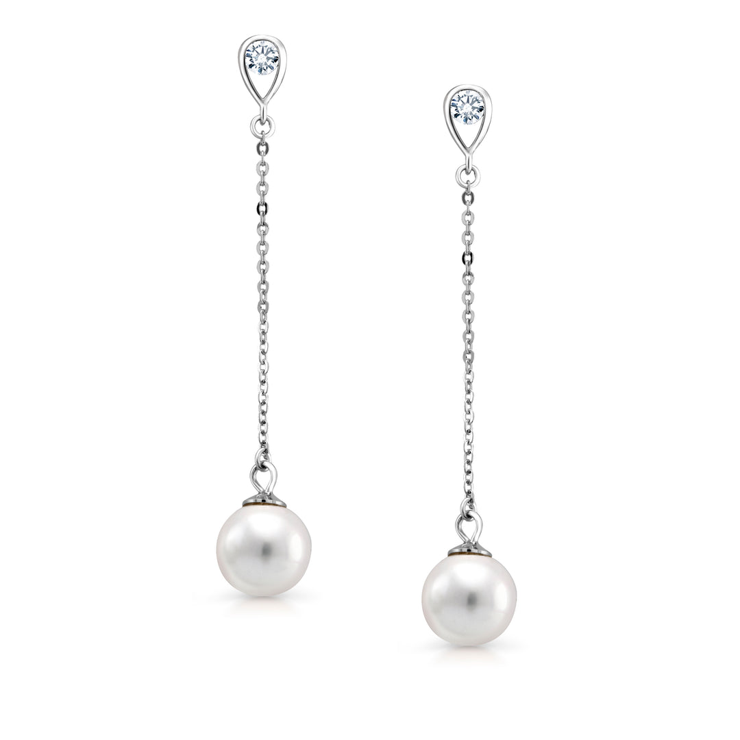 925 Sterling Silver Pearl Earrings, Pearl Dangle Earring, Pearl Drop Earrings, Linear Drop Earrings, small dangle earrings, Hypoallergenic Dangle Earrings