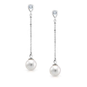 925 Sterling Silver Pearl Earrings, Pearl Dangle Earring, Pearl Drop Earrings, Linear Drop Earrings, small dangle earrings, Hypoallergenic Dangle Earrings