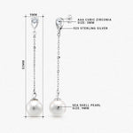 Load image into Gallery viewer, 925 Sterling Silver Pearl Earrings, Pearl Dangle Earring, Pearl Drop Earrings, Linear Drop Earrings, small dangle earrings, Hypoallergenic Dangle Earrings
