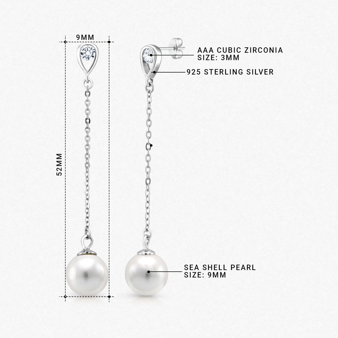 925 Sterling Silver Pearl Earrings, Pearl Dangle Earring, Pearl Drop Earrings, Linear Drop Earrings, small dangle earrings, Hypoallergenic Dangle Earrings