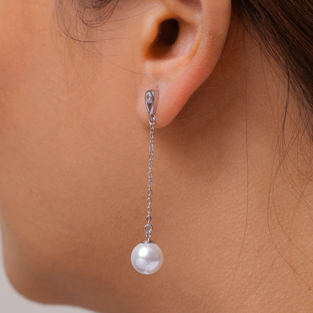 925 Sterling Silver Pearl Earrings, Pearl Dangle Earring, Pearl Drop Earrings, Linear Drop Earrings, small dangle earrings, Hypoallergenic Dangle Earrings